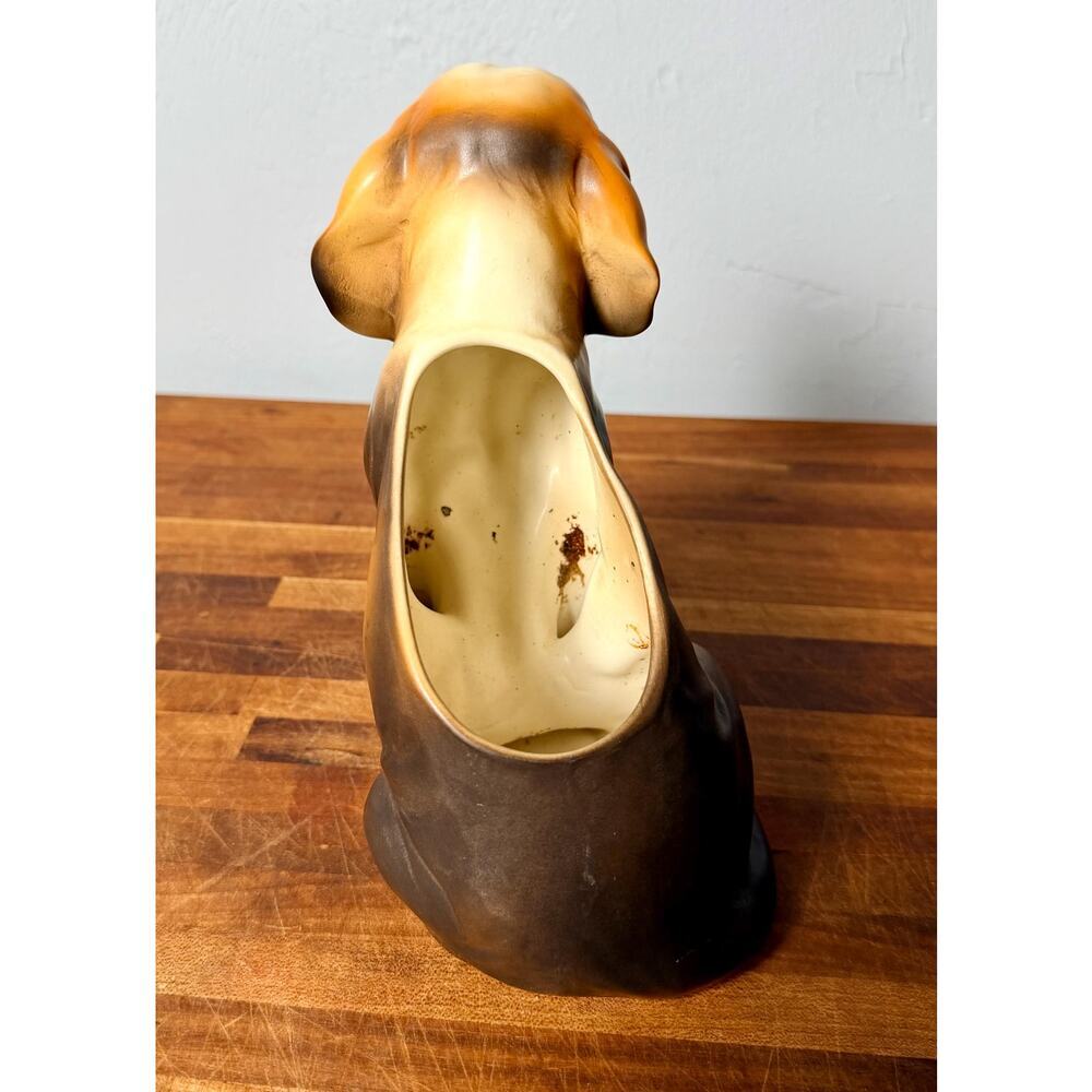 Vintage Ceramic Beagle Planter | Hand-Painted Hound Figurine (8" Tall) - Picture 6 of 14